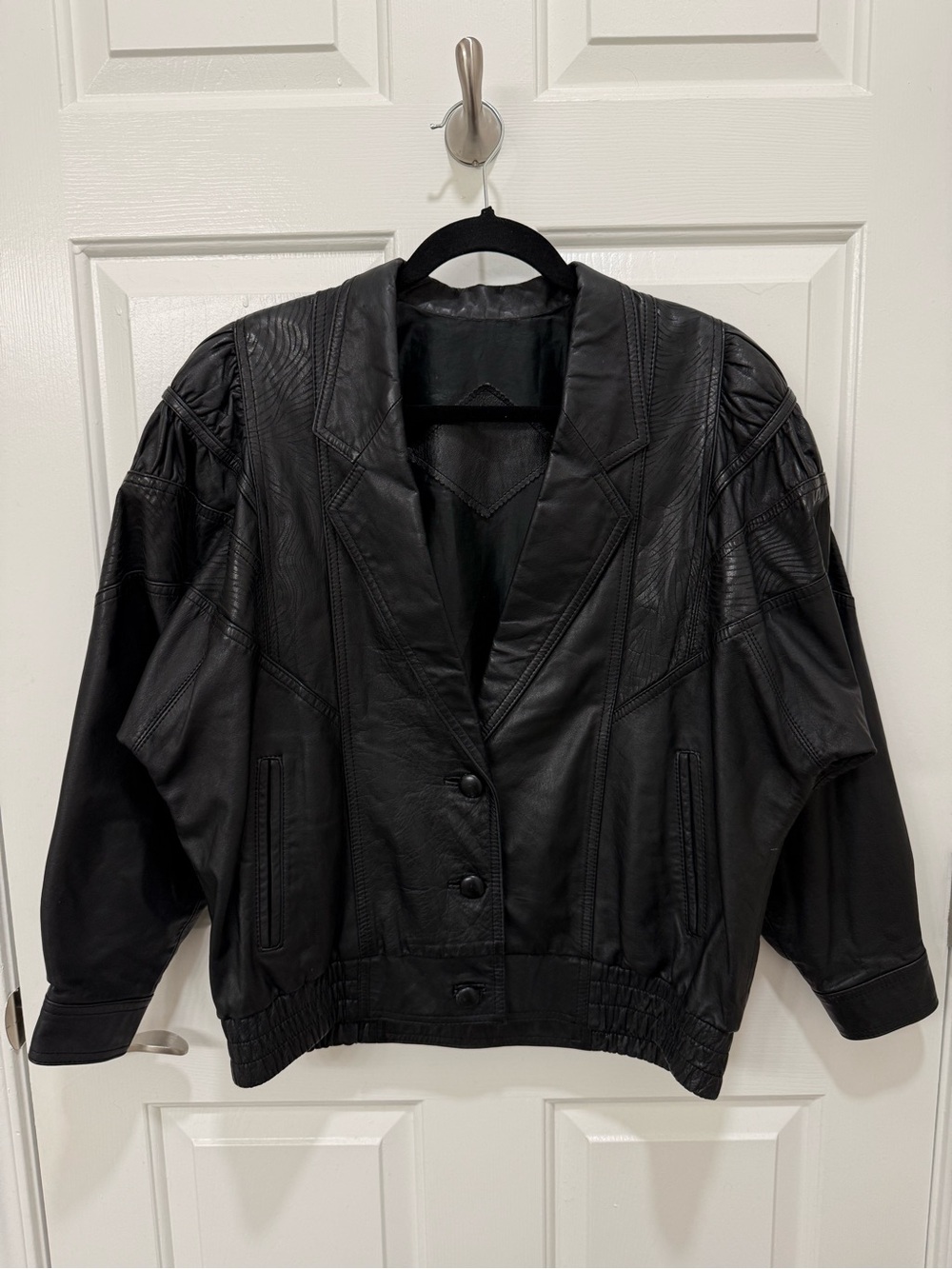 Vintage Black Leather Moto Jacket Size M-L